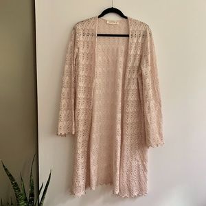 Audrey 3 + 1 Lace Crochet Duster Cardigan/ Kimono